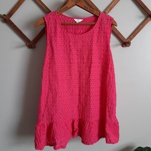 Crown & Ivy pink eyelet peplum tank 121
